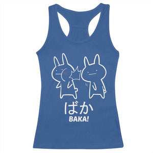 Funny Japanese Baka Racerback Tank Top Foolish Humorous Dumb Sarcasm Anime Manga Otaku TS02 Royal Blue Print Your Wear