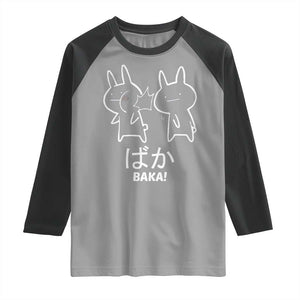 Funny Japanese Baka Raglan Shirt Foolish Humorous Dumb Sarcasm Anime Manga Otaku TS02 Sport Gray Black Print Your Wear