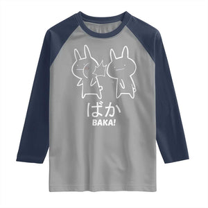 Funny Japanese Baka Raglan Shirt Foolish Humorous Dumb Sarcasm Anime Manga Otaku TS02 Sport Gray Navy Print Your Wear