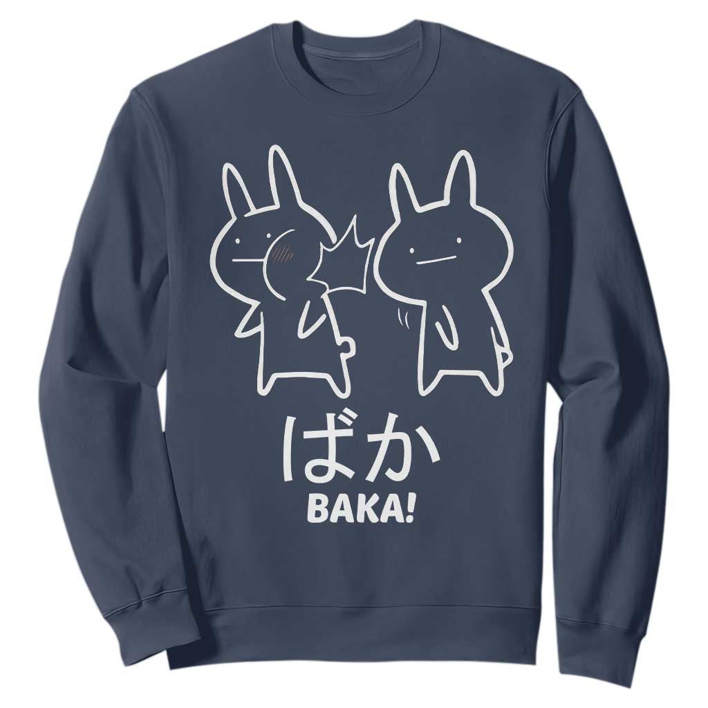 Funny Japanese Baka Sweatshirt Foolish Humorous Dumb Sarcasm Anime Manga Otaku TS02 Navy Print Your Wear