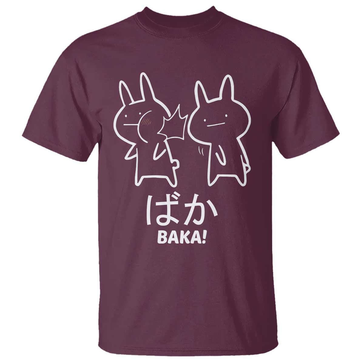 Funny Japanese Baka T Shirt Foolish Humorous Dumb Sarcasm Anime Manga Otaku TS02 Maroon Print Your Wear