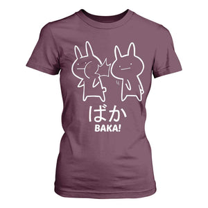 Funny Japanese Baka T Shirt For Women Foolish Humorous Dumb Sarcasm Anime Manga Otaku TS02 Maroon Print Your Wear