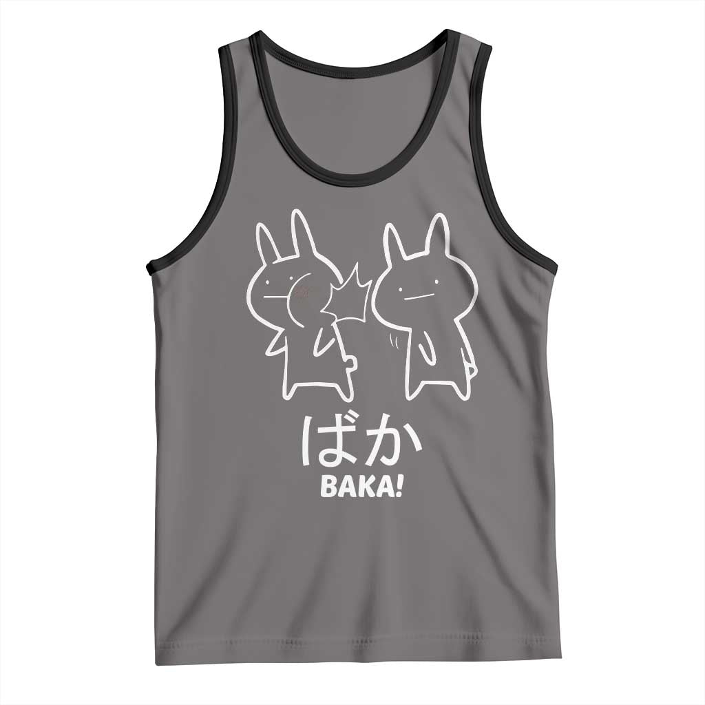 Funny Japanese Baka Tank Top Foolish Humorous Dumb Sarcasm Anime Manga Otaku TS02 Deep Heather Black Print Your Wear