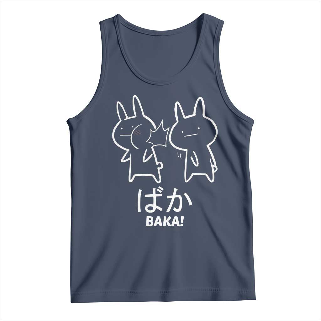 Funny Japanese Baka Tank Top Foolish Humorous Dumb Sarcasm Anime Manga Otaku TS02 Navy Print Your Wear