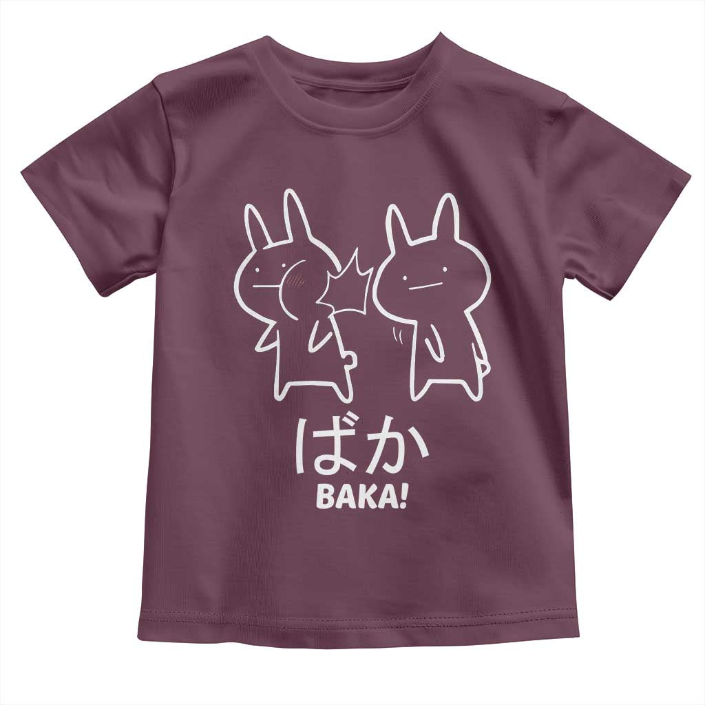 Funny Japanese Baka Toddler T Shirt Foolish Humorous Dumb Sarcasm Anime Manga Otaku TS02 Maroon Print Your Wear