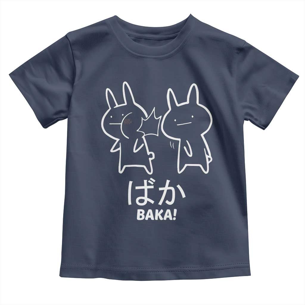 Funny Japanese Baka Toddler T Shirt Foolish Humorous Dumb Sarcasm Anime Manga Otaku TS02 Navy Print Your Wear