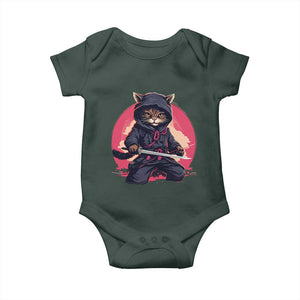 Japanese Ninja Cat Baby Onesie Ancient Japan Warrior Samurai Tattoo Kawaii Vintage TS02 Print Your Wear