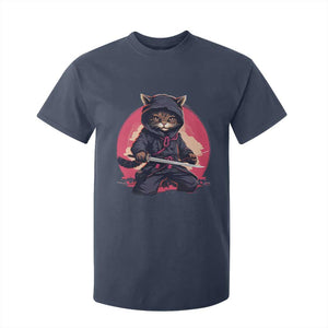 Japanese Ninja Cat T Shirt For Kid Ancient Japan Warrior Samurai Tattoo Kawaii Vintage TS02 Navy Print Your Wear