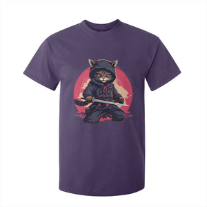 Japanese Ninja Cat T Shirt For Kid Ancient Japan Warrior Samurai Tattoo Kawaii Vintage TS02 Purple Print Your Wear
