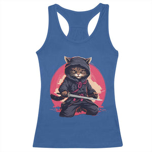 Japanese Ninja Cat Racerback Tank Top Ancient Japan Warrior Samurai Tattoo Kawaii Vintage TS02 Royal Blue Print Your Wear