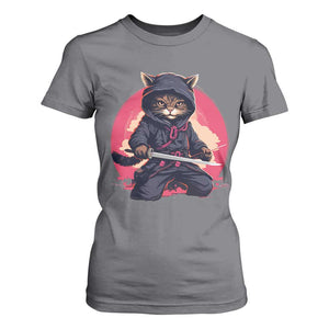 Japanese Ninja Cat T Shirt For Women Ancient Japan Warrior Samurai Tattoo Kawaii Vintage TS02 Charcoal Print Your Wear