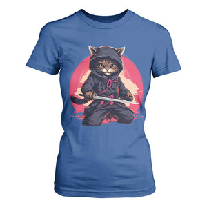 Japanese Ninja Cat T Shirt For Women Ancient Japan Warrior Samurai Tattoo Kawaii Vintage TS02 Royal Blue Print Your Wear