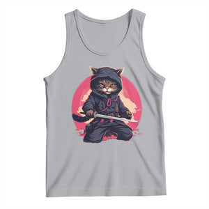 Japanese Ninja Cat Tank Top Ancient Japan Warrior Samurai Tattoo Kawaii Vintage TS02 Athletic Heather Print Your Wear