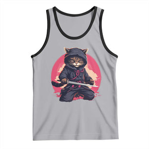 Japanese Ninja Cat Tank Top Ancient Japan Warrior Samurai Tattoo Kawaii Vintage TS02 Athletic Heather Black Print Your Wear