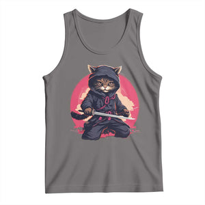 Japanese Ninja Cat Tank Top Ancient Japan Warrior Samurai Tattoo Kawaii Vintage TS02 Deep Heather Print Your Wear