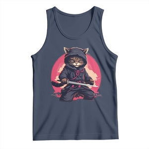 Japanese Ninja Cat Tank Top Ancient Japan Warrior Samurai Tattoo Kawaii Vintage TS02 Navy Print Your Wear