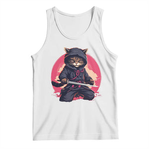 Japanese Ninja Cat Tank Top Ancient Japan Warrior Samurai Tattoo Kawaii Vintage TS02 White Print Your Wear