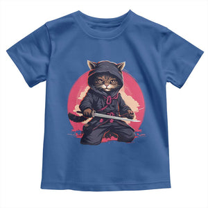 Japanese Ninja Cat Toddler T Shirt Ancient Japan Warrior Samurai Tattoo Kawaii Vintage TS02 Royal Blue Print Your Wear