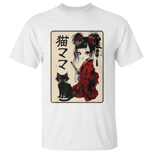 Japanese Gothic Kawaii Anime Samurai Cat T Shirt Japan Female Bushido Graphic With Kanji Retro Vintage TS02 White Print Your Wear