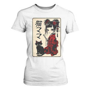 Japanese Gothic Kawaii Anime Samurai Cat T Shirt For Women Japan Female Bushido Graphic With Kanji Retro Vintage TS02 White Print Your Wear