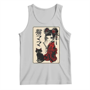Japanese Gothic Kawaii Anime Samurai Cat Tank Top Japan Female Bushido Graphic With Kanji Retro Vintage TS02 Ash Print Your Wear