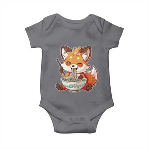 Kawaii Fox Ramen Japanese Baby Onesie Japanese Anime Otaku Manga Cute Graphic TS02 Charcoal Print Your Wear