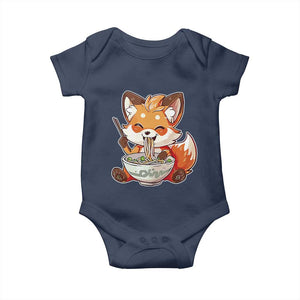 Kawaii Fox Ramen Japanese Baby Onesie Japanese Anime Otaku Manga Cute Graphic TS02 Navy Print Your Wear