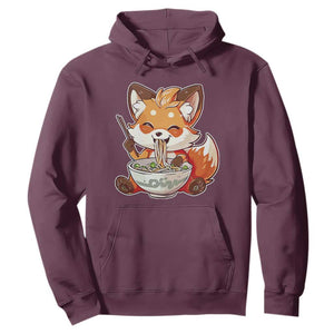 Kawaii Fox Ramen Japanese Hoodie Japanese Anime Otaku Manga Cute Graphic TS02 Maroon Print Your Wear
