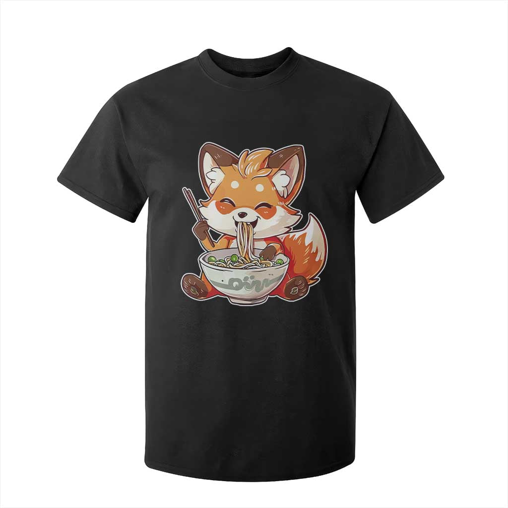 Kawaii Fox Ramen Japanese T Shirt For Kid Japanese Anime Otaku Manga Cute Graphic TS02 Black Print Your Wear