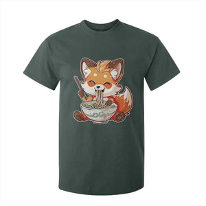 Kawaii Fox Ramen Japanese T Shirt For Kid Japanese Anime Otaku Manga Cute Graphic TS02 Dark Forest Green Print Your Wear