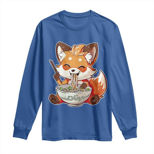 Kawaii Fox Ramen Japanese Long Sleeve Shirt Japanese Anime Otaku Manga Cute Graphic TS02 Royal Blue Print Your Wear