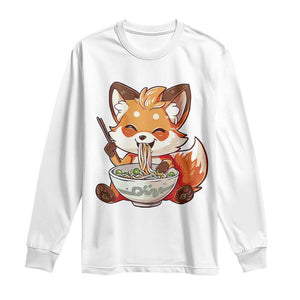 Kawaii Fox Ramen Japanese Long Sleeve Shirt Japanese Anime Otaku Manga Cute Graphic TS02 White Print Your Wear