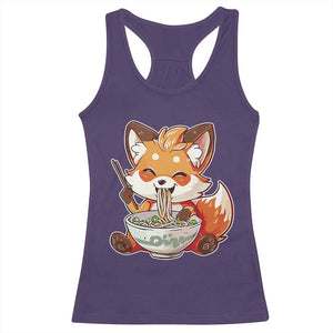 Kawaii Fox Ramen Japanese Racerback Tank Top Japanese Anime Otaku Manga Cute Graphic TS02 Purple Print Your Wear