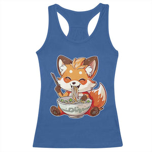 Kawaii Fox Ramen Japanese Racerback Tank Top Japanese Anime Otaku Manga Cute Graphic TS02 Royal Blue Print Your Wear