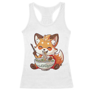 Kawaii Fox Ramen Japanese Racerback Tank Top Japanese Anime Otaku Manga Cute Graphic TS02 White Print Your Wear