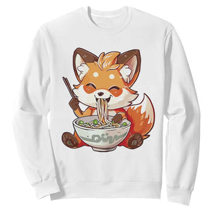 Kawaii Fox Ramen Japanese Sweatshirt Japanese Anime Otaku Manga Cute Graphic TS02 White Print Your Wear