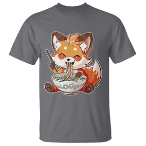 Kawaii Fox Ramen Japanese T Shirt Japanese Anime Otaku Manga Cute Graphic TS02 Charcoal Print Your Wear