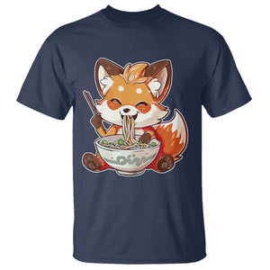 Kawaii Fox Ramen Japanese T Shirt Japanese Anime Otaku Manga Cute Graphic TS02 Navy Print Your Wear