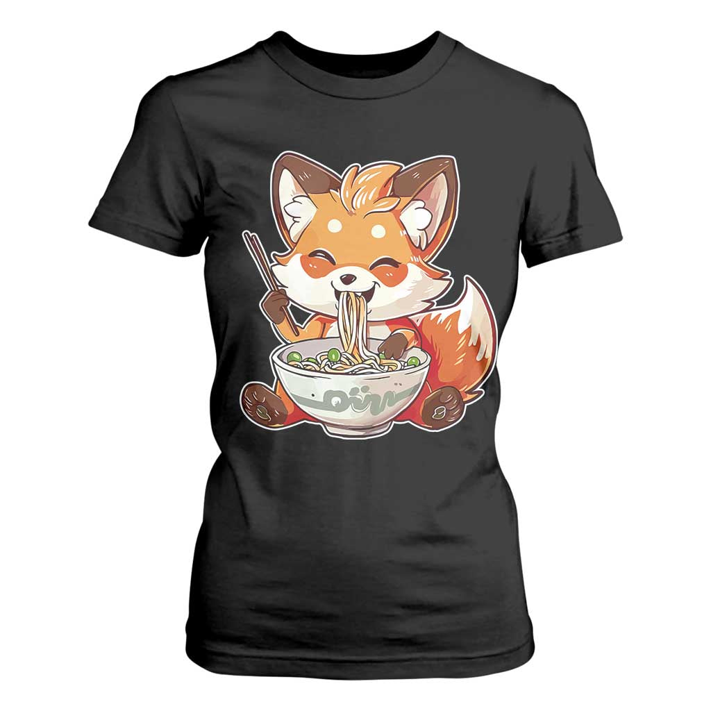 Kawaii Fox Ramen Japanese T Shirt For Women Japanese Anime Otaku Manga Cute Graphic TS02 Black Print Your Wear