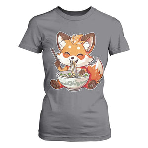 Kawaii Fox Ramen Japanese T Shirt For Women Japanese Anime Otaku Manga Cute Graphic TS02 Charcoal Print Your Wear