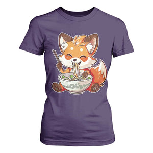 Kawaii Fox Ramen Japanese T Shirt For Women Japanese Anime Otaku Manga Cute Graphic TS02 Purple Print Your Wear