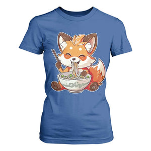 Kawaii Fox Ramen Japanese T Shirt For Women Japanese Anime Otaku Manga Cute Graphic TS02 Royal Blue Print Your Wear