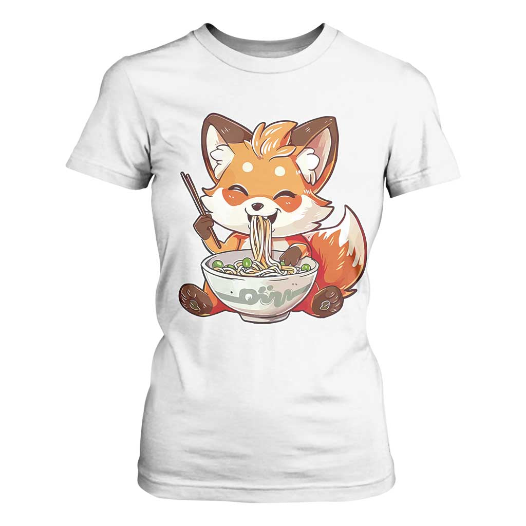 Kawaii Fox Ramen Japanese T Shirt For Women Japanese Anime Otaku Manga Cute Graphic TS02 White Print Your Wear