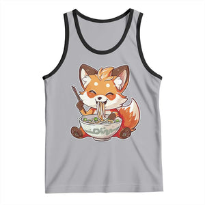 Kawaii Fox Ramen Japanese Tank Top Japanese Anime Otaku Manga Cute Graphic TS02 Athletic Heather Black Print Your Wear