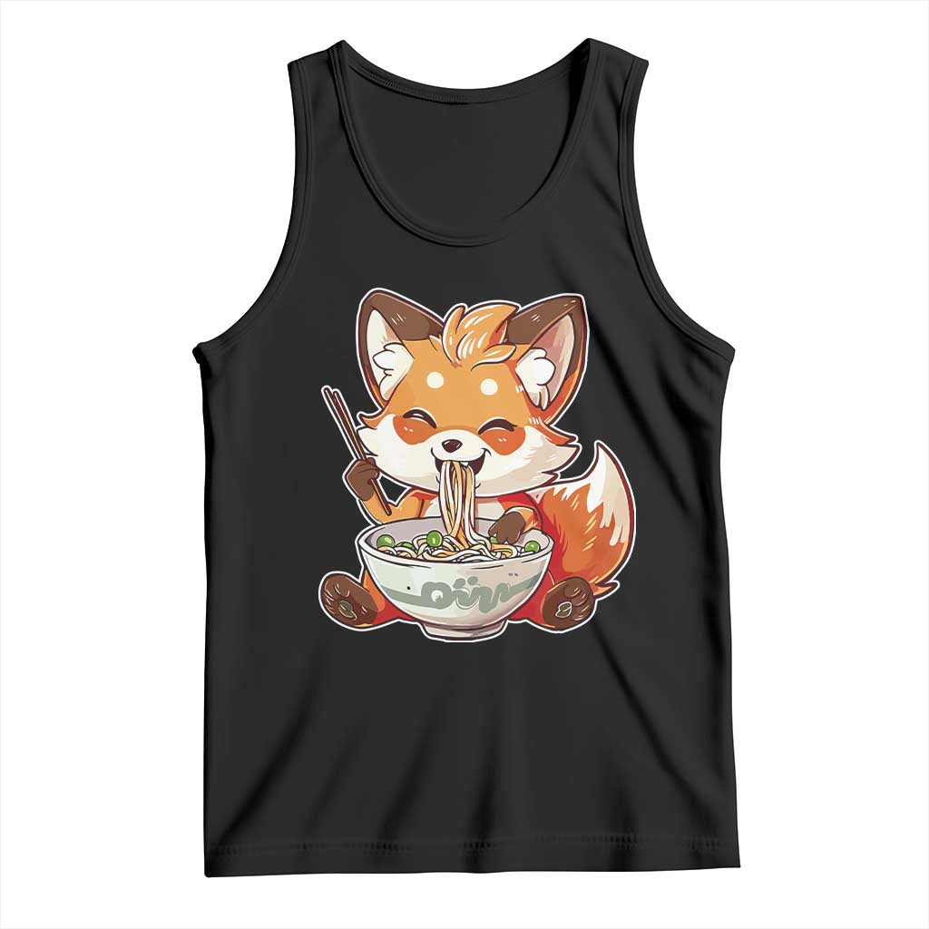 Kawaii Fox Ramen Japanese Tank Top Japanese Anime Otaku Manga Cute Graphic TS02 Black Print Your Wear