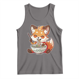 Kawaii Fox Ramen Japanese Tank Top Japanese Anime Otaku Manga Cute Graphic TS02 Deep Heather Print Your Wear