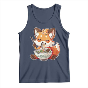 Kawaii Fox Ramen Japanese Tank Top Japanese Anime Otaku Manga Cute Graphic TS02 Navy Print Your Wear