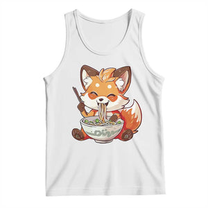 Kawaii Fox Ramen Japanese Tank Top Japanese Anime Otaku Manga Cute Graphic TS02 White Print Your Wear