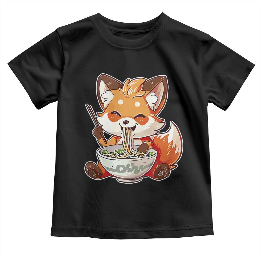 Kawaii Fox Ramen Japanese Toddler T Shirt Japanese Anime Otaku Manga Cute Graphic TS02 Black Print Your Wear