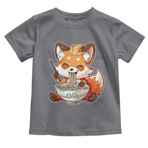 Kawaii Fox Ramen Japanese Toddler T Shirt Japanese Anime Otaku Manga Cute Graphic TS02 Charcoal Print Your Wear